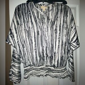 Michael Kors Monochrome Abstract Women's Black and White Blouse EUC